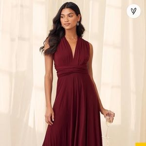 Brand New Lulus Tricks of the Trade Burgundy Maxi Dress
